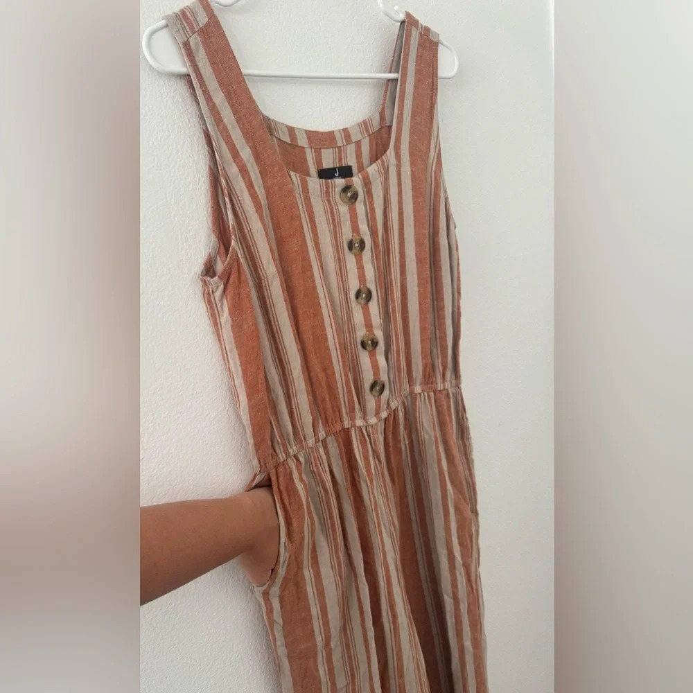 J Jason Wu Striped Linen Button Front Jumpsuit Te… - image 7